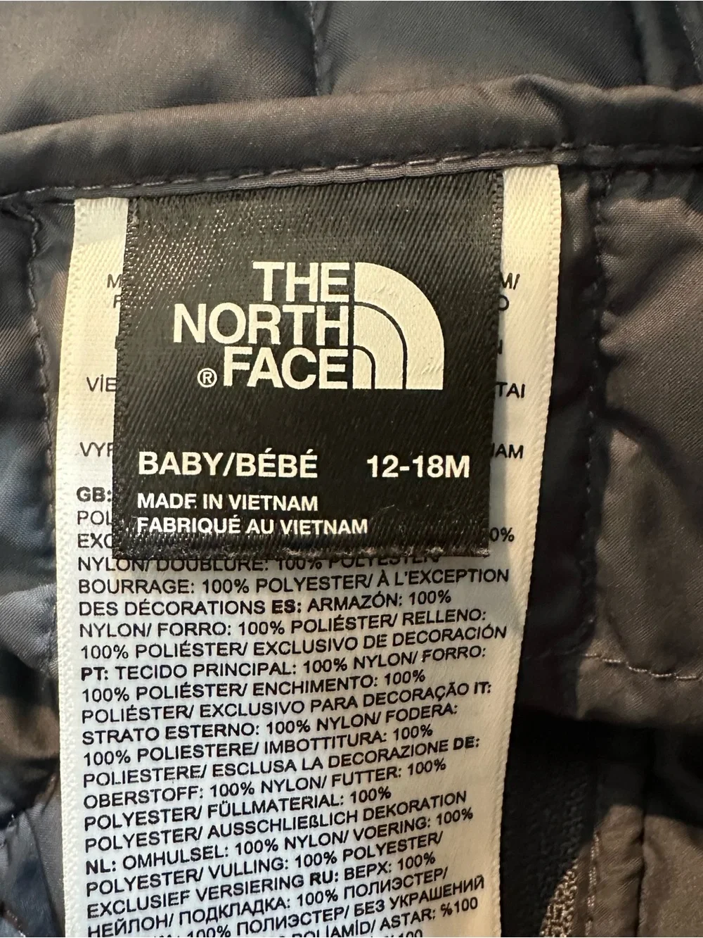 The North Face Kids' Thermoball Hooded Full Zip Jacket Size 12 - 18M Gray